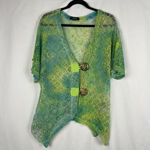 Vintage Kaktus Green Boho Mesh Layering Vest - Women’s XL - Picture 2 of 9